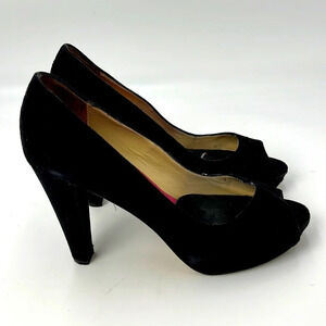 kate spade Black Suede Peep-Toe High Heels